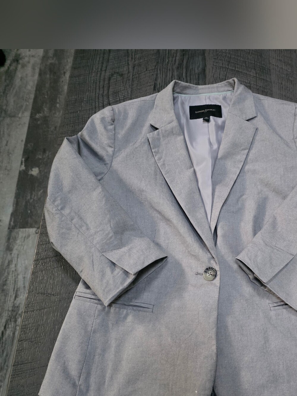 Banana Republic Light Gray Women's Tailored Cotton Blazer (Size: 10) - Picture 2 of 6